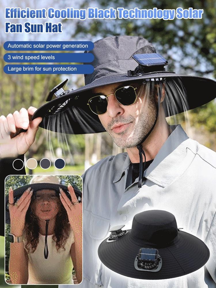 Solar Powered Sun Hat with Cooling Fan Wide Brim UV Protection Outdoor Hat for Gardening Camping and Hiking - Image 2