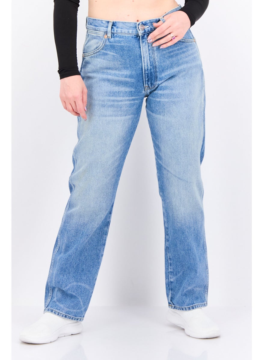 Wrangler - Women Regular Fit Washed No Stretch Jeans, Semi Light Blue - Image 1