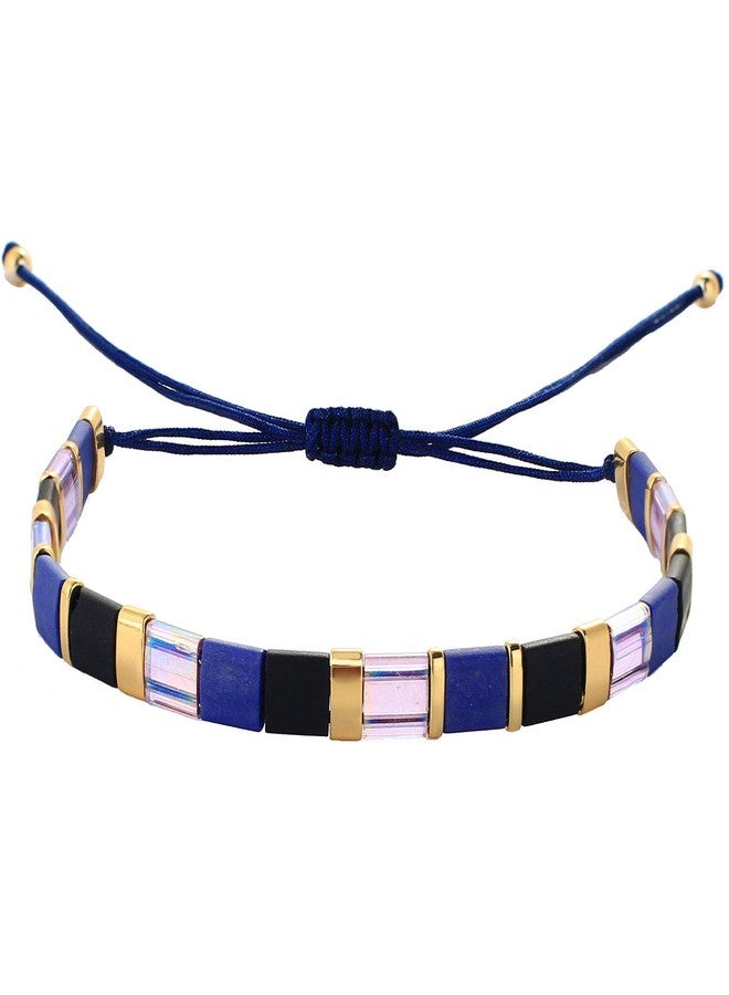 KELITCH Classic Friendship Bracelet Handmade Colorful Tila Beaded Strand Bracelet Fashion Charm Jewelry - Royal Blue/Black - Image 1