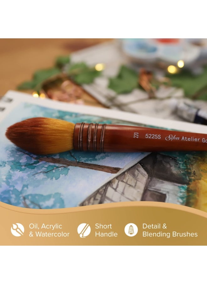 Silver Brush Limited - Silver Brush Atelier Quill Series Golden Taklon Brush - Size 160 Short Handle - Image 1