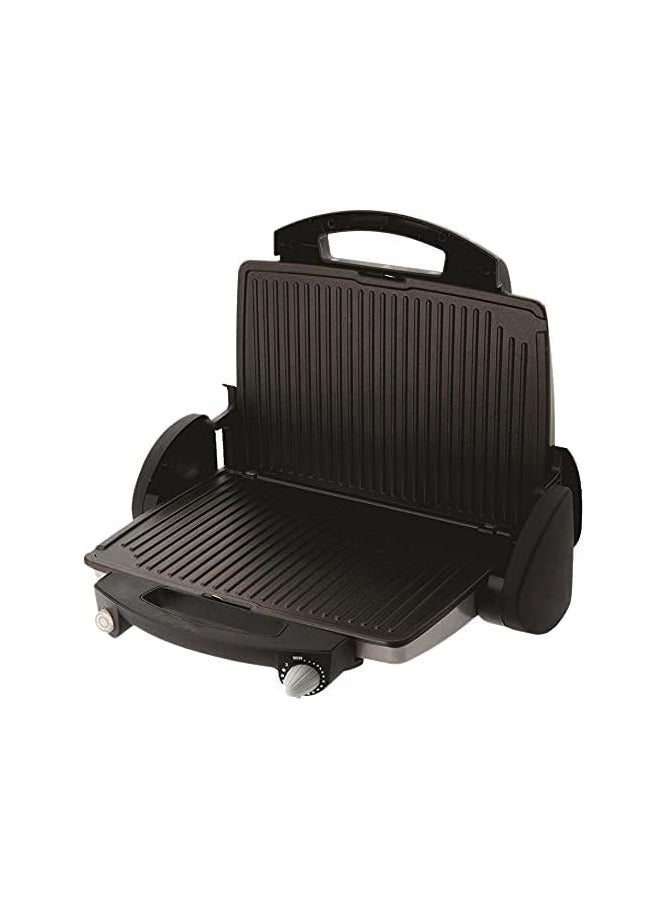 سينبو شواية جريل حجم كبير 2000 وات تركي بسطح مضلع من سينبو العمل على الوجهين السطح مضلع سطح غير قابل للالتصاق الجزء العلوي من الجسم يفتح 180 درجة تحكم في درجة الحرارة تناسب اللحوم و الاسماك وغيرها من المشويات _اسود بضمان سنه - Image 3