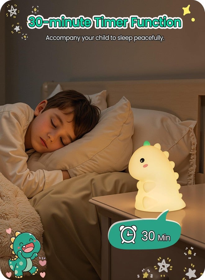 GOEBLESON Dinosaur Night Light for Kids, 3 Brightness Levels Dimmable Silicone Nursery Nightlight, Rechargeable Squishy LED Lamp, Bedside Touch Light for Breastfeeding Toddler Baby, Mother's Day Gifts - Image 5