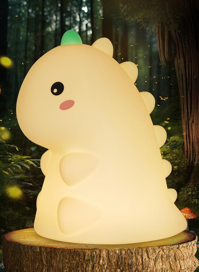 GOEBLESON Dinosaur Night Light for Kids, 3 Brightness Levels Dimmable Silicone Nursery Nightlight, Rechargeable Squishy LED Lamp, Bedside Touch Light for Breastfeeding Toddler Baby, Mother's Day Gifts - Image 1