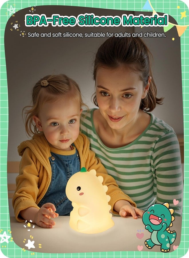 GOEBLESON Dinosaur Night Light for Kids, 3 Brightness Levels Dimmable Silicone Nursery Nightlight, Rechargeable Squishy LED Lamp, Bedside Touch Light for Breastfeeding Toddler Baby, Mother's Day Gifts - Image 2