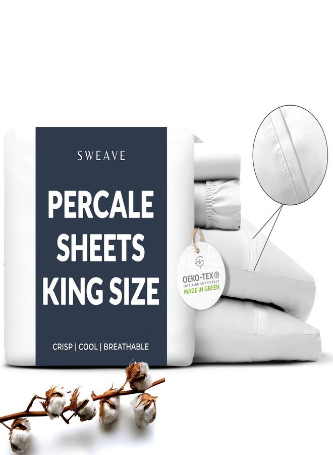 Sweave 100% Cotton Percale Sheets King Size - Cool & Crisp Hotel Feeling, Breathable, Softer After Each Wash, Fitted Sheets with Deep Pockets, Double-Elastic & Corner Straps, Z-Hem Luxury Stitching - Image 1