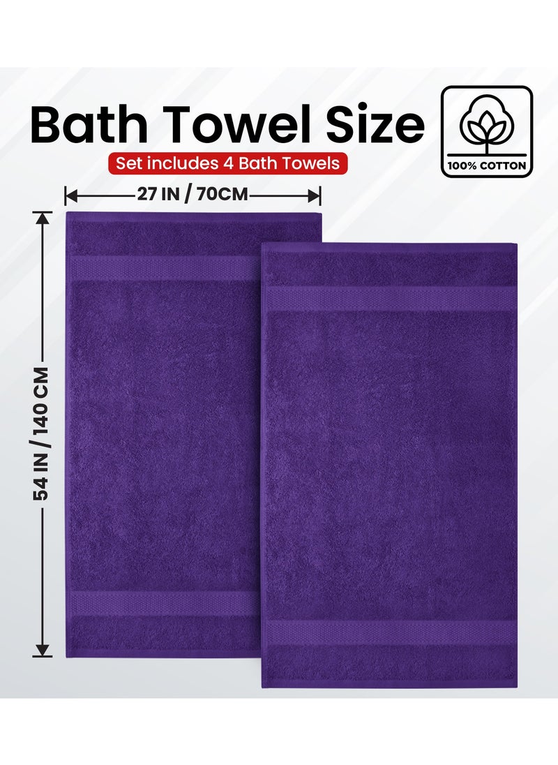 Infinitee Xclusives - Premium Bath Towels Set Pack of 4-100% Ring Spun Cotton Towels - Purple Bath Towels 68cm x 137cm - Soft Feel, Quick Dry, Highly Absorbent Durable Towels, Perfect for Daily Use by Infinitee Xclusives - Image 1