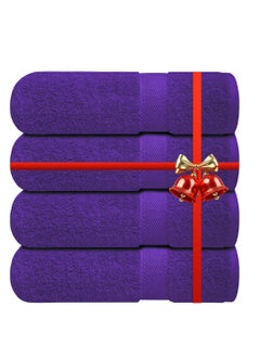 Infinitee Xclusives Premium Bath Towels Set Pack of 4-100% Ring Spun Cotton Towels - Purple Bath Towels 68cm x 137cm - Soft Feel, Quick Dry, Highly Absorbent Durable Towels, Perfect for Daily Use by Infinitee Xclusives  - Image 1