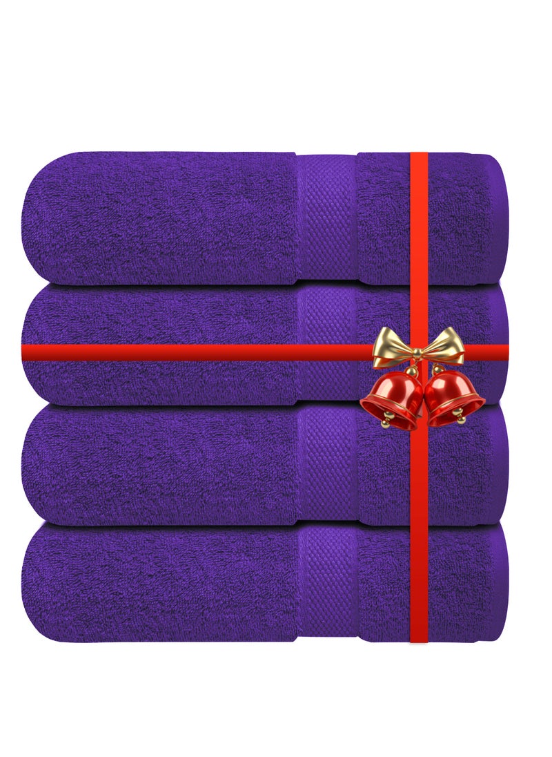 Infinitee Xclusives - Premium Bath Towels Set Pack of 4-100% Ring Spun Cotton Towels - Purple Bath Towels 68cm x 137cm - Soft Feel, Quick Dry, Highly Absorbent Durable Towels, Perfect for Daily Use by Infinitee Xclusives - Image 1