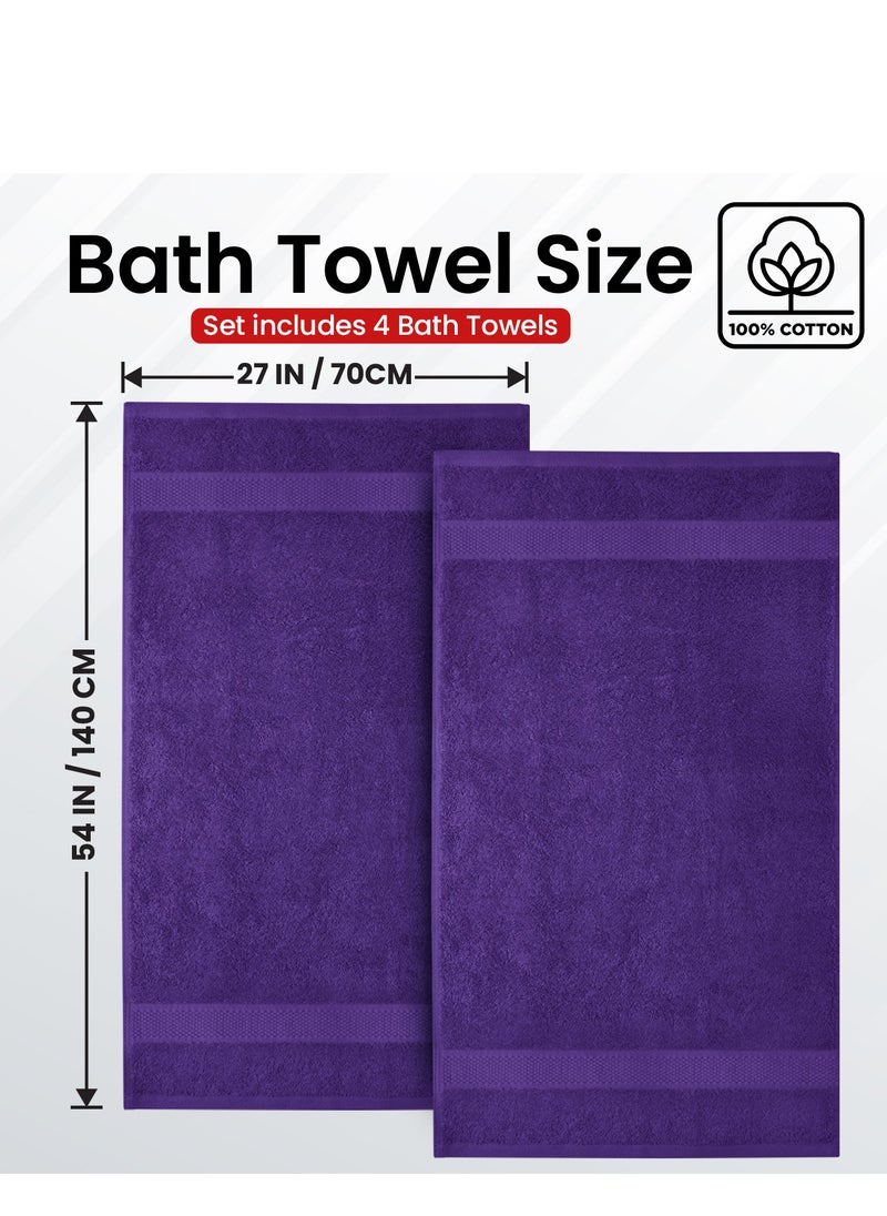 Infinitee Xclusives Premium Bath Towels Set Pack of 4-100% Ring Spun Cotton Towels - Purple Bath Towels 68cm x 137cm - Soft Feel, Quick Dry, Highly Absorbent Durable Towels, Perfect for Daily Use by Infinitee Xclusives  - Image 3