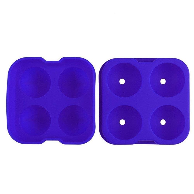DIKSUL Ice Cube Trays Silicone Sphere Ice Ball Maker with Lid and Large Square Ice Cube Molds for Whiskey 4 Slot Wiskey Ball Silicone Whisky Ball Ice Cube Tray Multicolor - Image 2