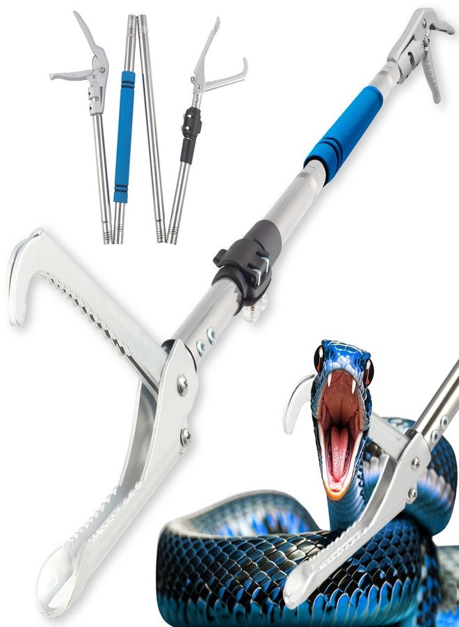 Frebuta Snake Tongs, 69Inch Professional Snake Grabber Tool with Long Handle Catch Rattlesnake with Wide Jaw Handling Tool Stainless Steel Tube Non-Slip Sponge Handle Snake Feeding Tongs (Blue) - Image 1