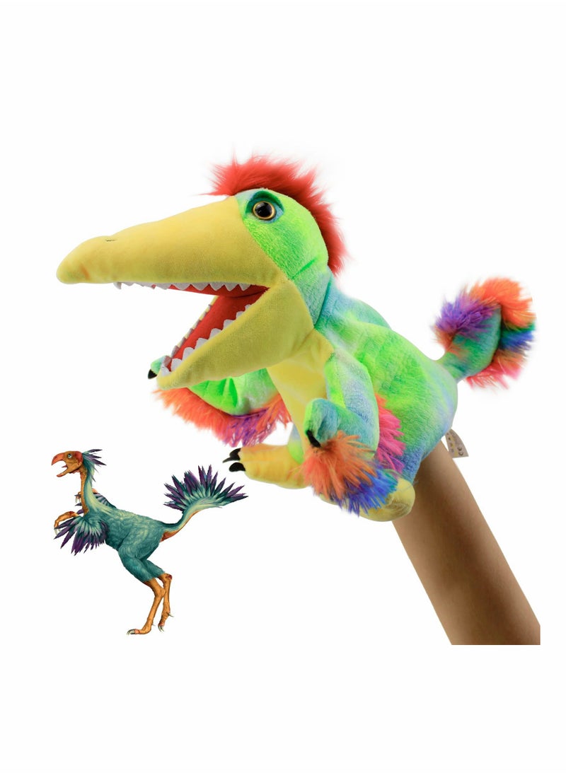 KASTWAVE - Dinosaur Hand Puppets, Tail Feather Dragon Jurassic World Stuffed Animal   Soft Plush Toy, Open Movable Mouth Finger Gift, Birthday Gifts for Kids, Creative Role Play - Image 1