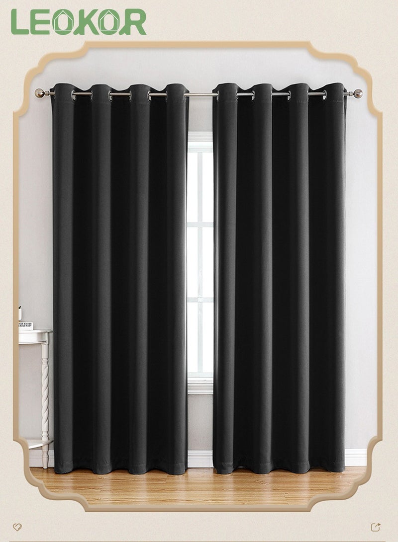 LEOKOR 2 Panels Set Window Coverings Treamtents Drapes Grommet Thermal Darkening Light Blocking Blackout Curtain 100*250CM  - Image 1
