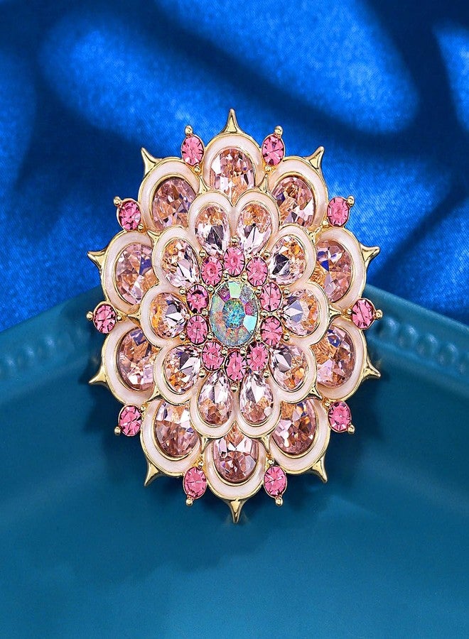 MarveBard Rhinestone Crystal Flower Brooch Pin Sparkling Large Crystal Sunflower Brooch Vintage Floral Lapel Pins Rhinestone Flower Bouquet Broochs Rose Snowflake Broochs Wedding Bridal Dress Jewelry for Women - Image 3