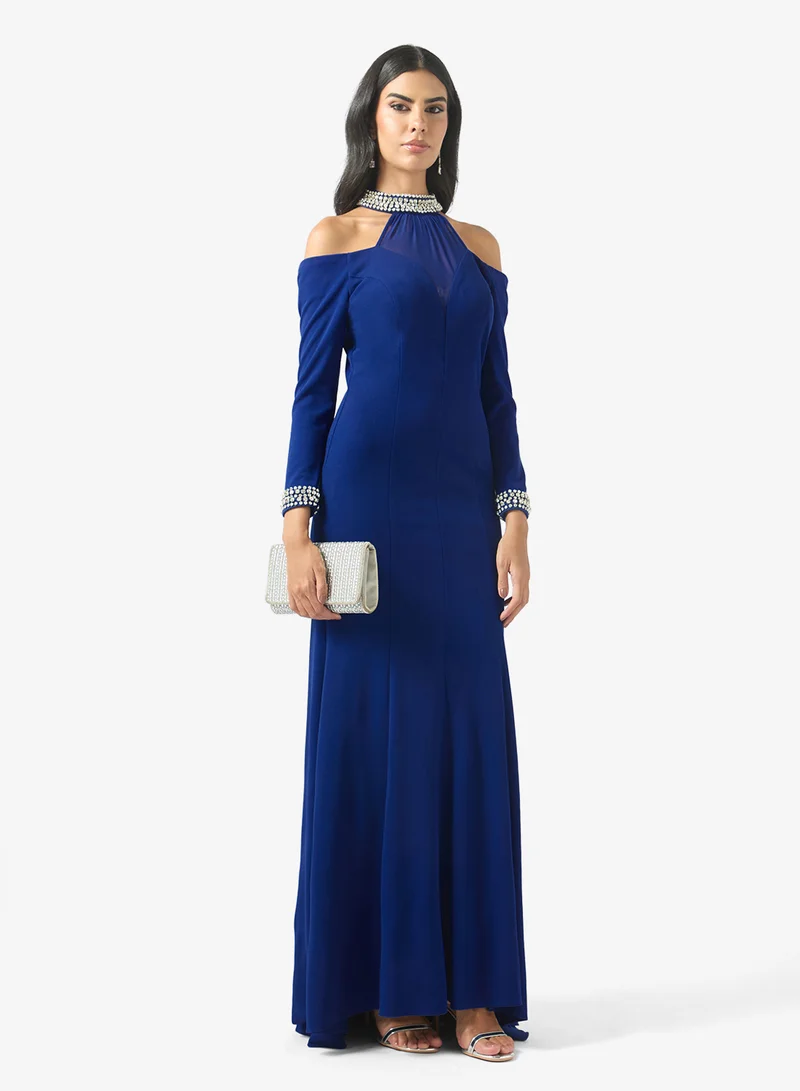 Akadia Fashion  Crystal Tulle Neck Panels Dress for Women | Best Price UAE