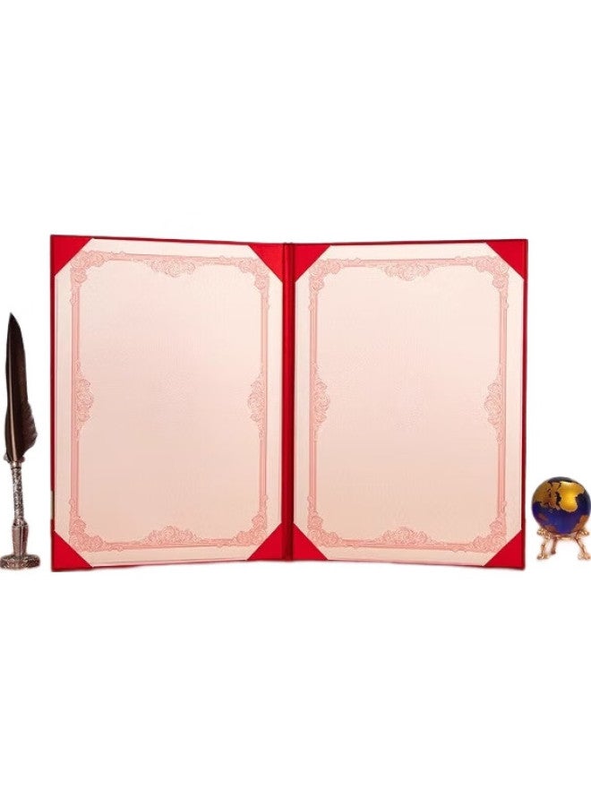 Tianshun A4 High-Quality Signing Ceremony Notebook, Red With Gold Foil, Thickened Leather Cover, Double-Sided Document Folder, Contract Book, Business Activity Cooperation Agreement Folder, Signing Book, A403 - Image 2