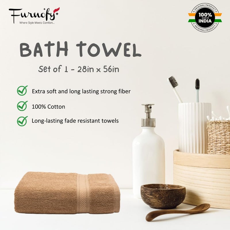 Furnofy 450 GSM Cotton Towels for Bath (70 x 140 cm), Highly Absorbent and Soft Bathroom Towels (Pack of 1 - Beige) - Image 4