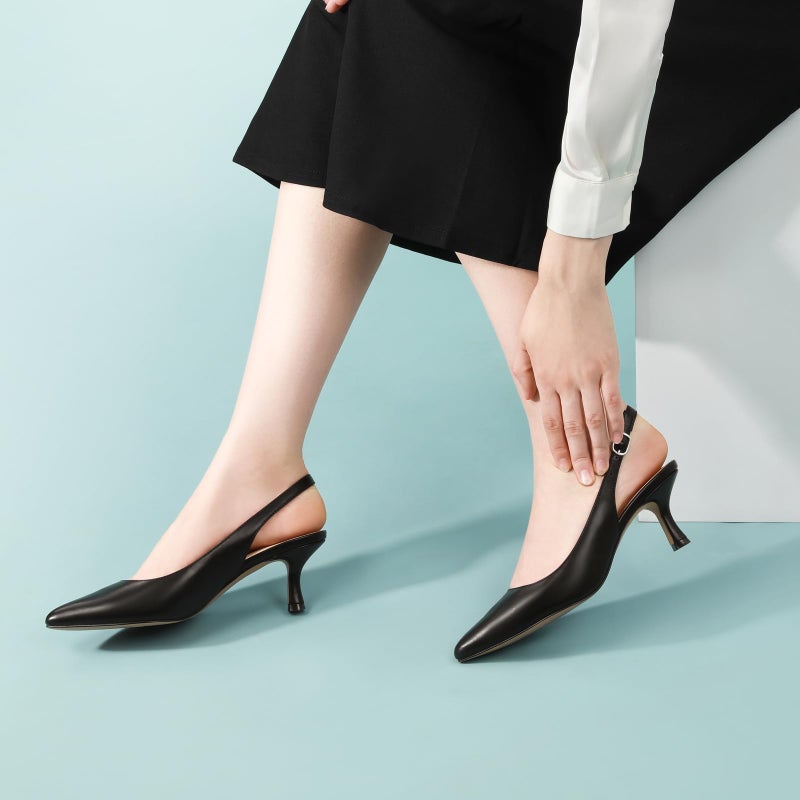 Ankis Slingback Heels for Women Closed Toe Women's Pumps Kitten Heel Wedding Party Casual Dress Shoes - Image 2