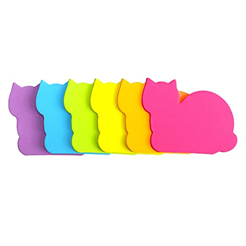 SIMONA Cute Cat Sticky Notes 6 Color Bright Colorful Sticky Pad 75 Sheets/Pad Self-Sticky Note Pads - Image 2