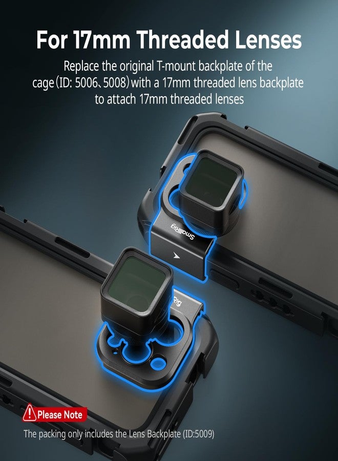 SmallRig 17mm Threaded Lens Backplate for iPhone 16 Series Cage, Quick Release Phone Lens Mount Adapter, for iPhone 16 Pro Max Cage 5006/16 Pro Cage 5008, Unaffected Wide Angle Shots - 5009 - Image 2