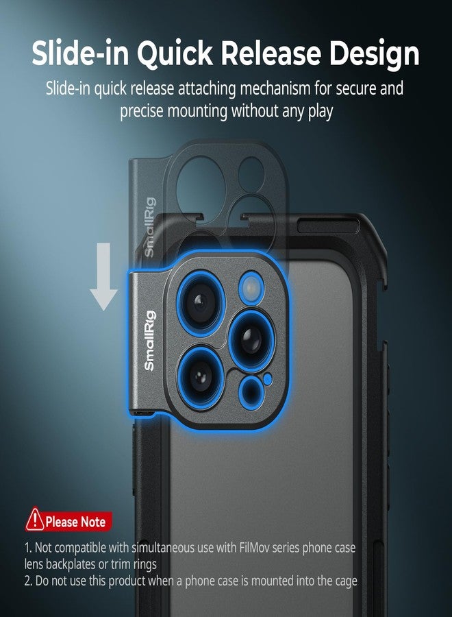 SmallRig 17mm Threaded Lens Backplate for iPhone 16 Series Cage, Quick Release Phone Lens Mount Adapter, for iPhone 16 Pro Max Cage 5006/16 Pro Cage 5008, Unaffected Wide Angle Shots - 5009 - Image 3