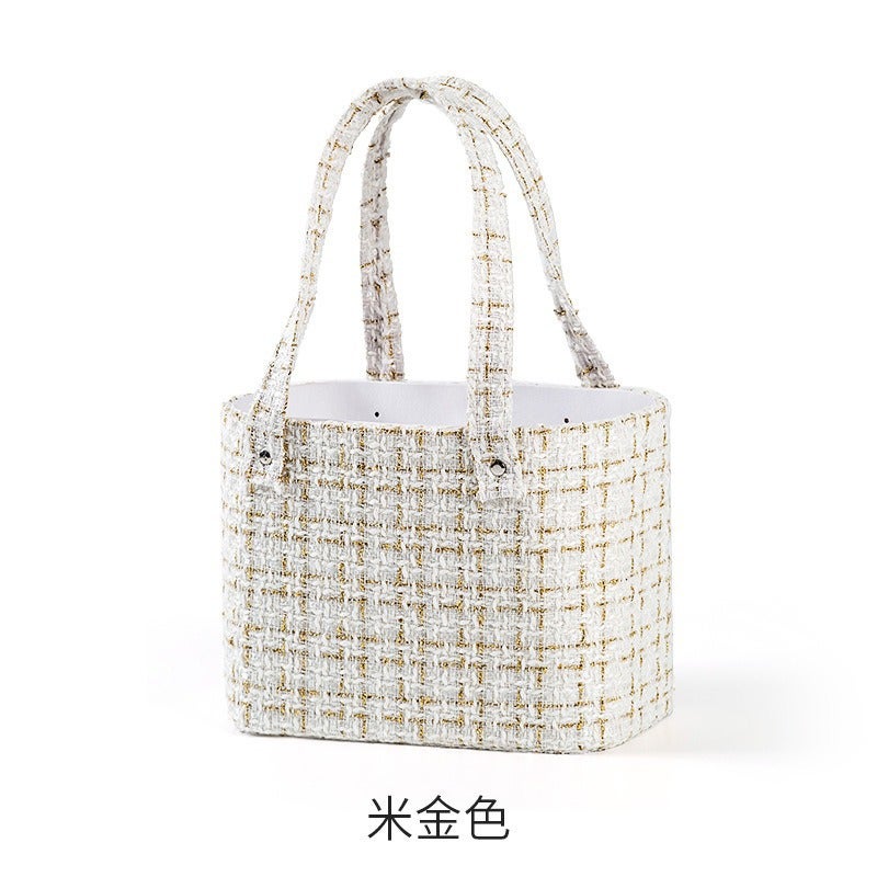 Xiaoxiang Style Flower Portable Flower Basket Mori Pastoral Style Wedding Gift Box Fabric Flower Box Picnic Basket - Image 1