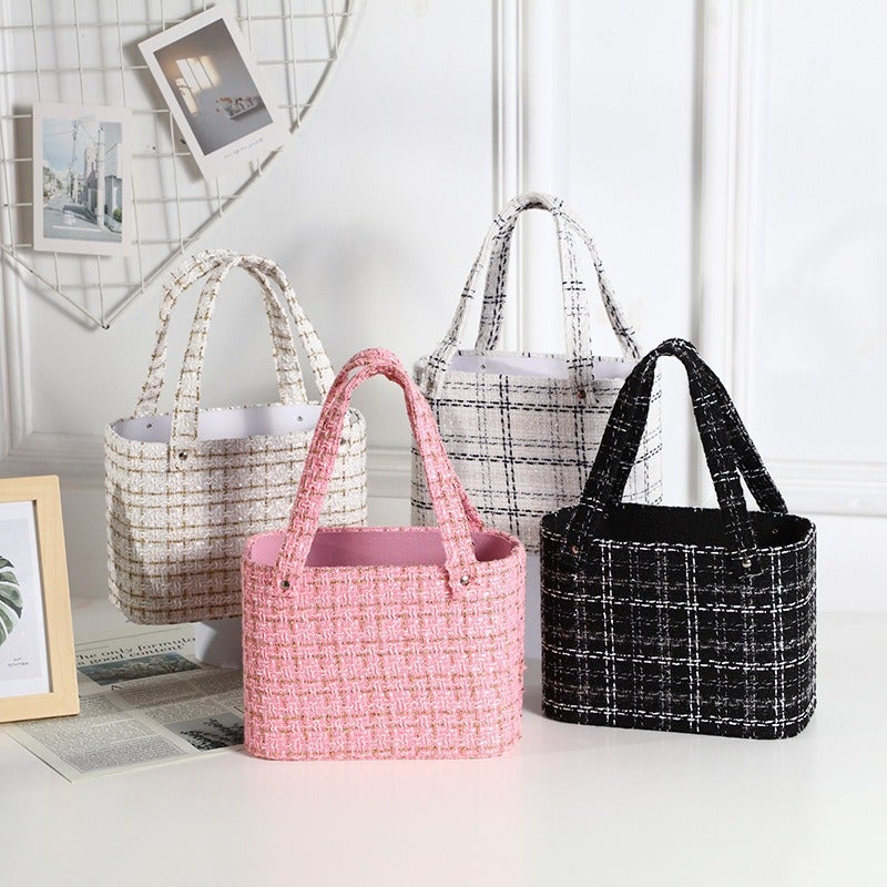 Xiaoxiang Style Flower Portable Flower Basket Mori Pastoral Style Wedding Gift Box Fabric Flower Box Picnic Basket - Image 3