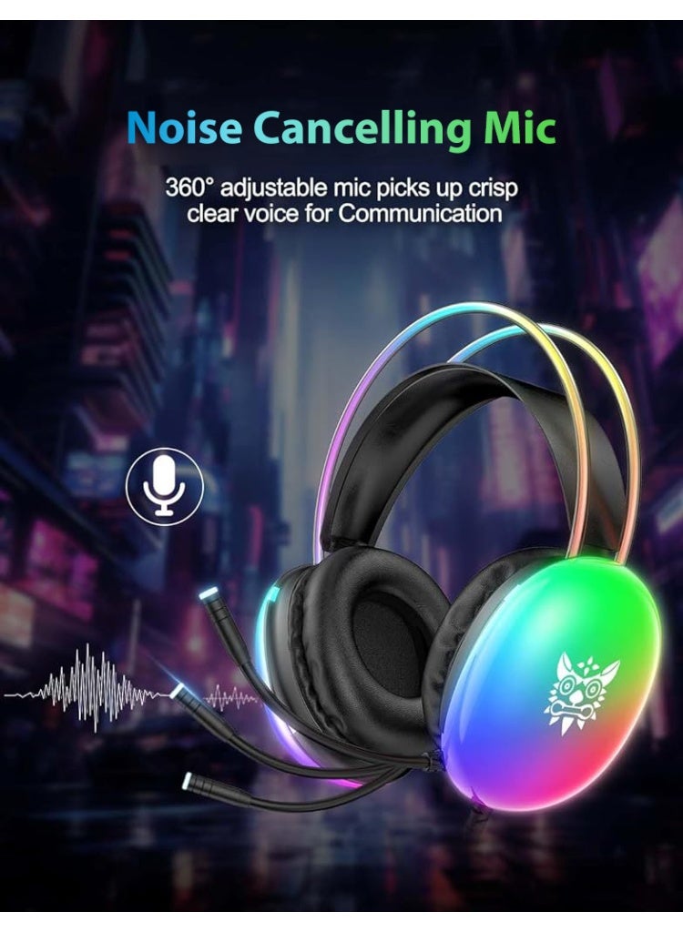 HASTHIP® Gaming Headset, Rgb Gaming Headset Wireless, with Mic and Stereo Surround Sound Rgb over Ear Headphones, Over Ear Headphones for Pc, Ps4, Ps5, Switch, Laptop, Mobile, Mac - Image 4