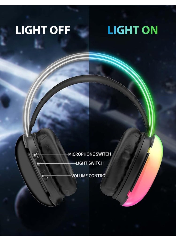 HASTHIP® Gaming Headset, Rgb Gaming Headset Wireless, with Mic and Stereo Surround Sound Rgb over Ear Headphones, Over Ear Headphones for Pc, Ps4, Ps5, Switch, Laptop, Mobile, Mac - Image 3