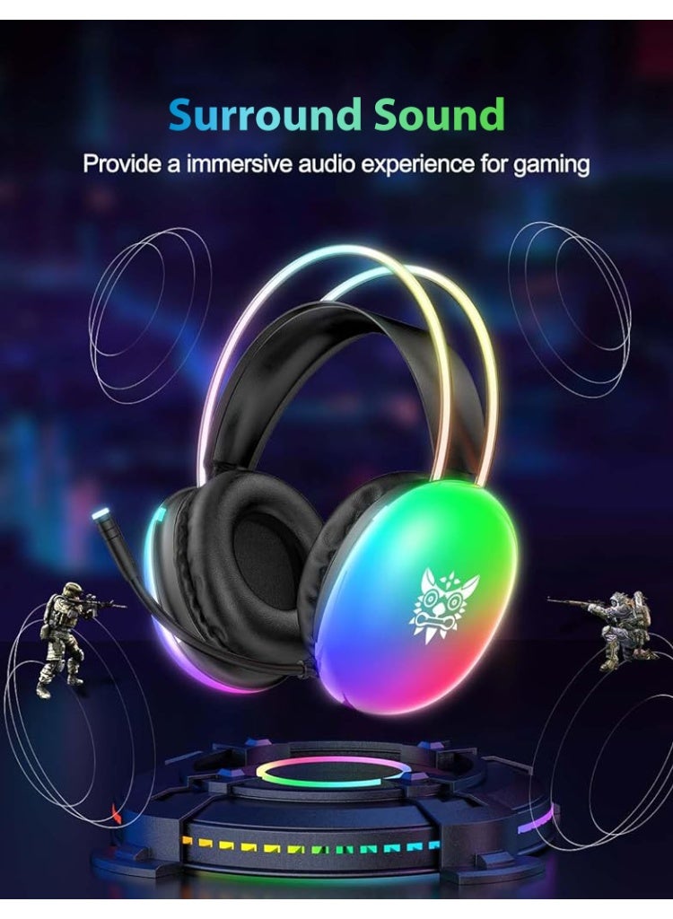 HASTHIP® Gaming Headset, Rgb Gaming Headset Wireless, with Mic and Stereo Surround Sound Rgb over Ear Headphones, Over Ear Headphones for Pc, Ps4, Ps5, Switch, Laptop, Mobile, Mac - Image 5