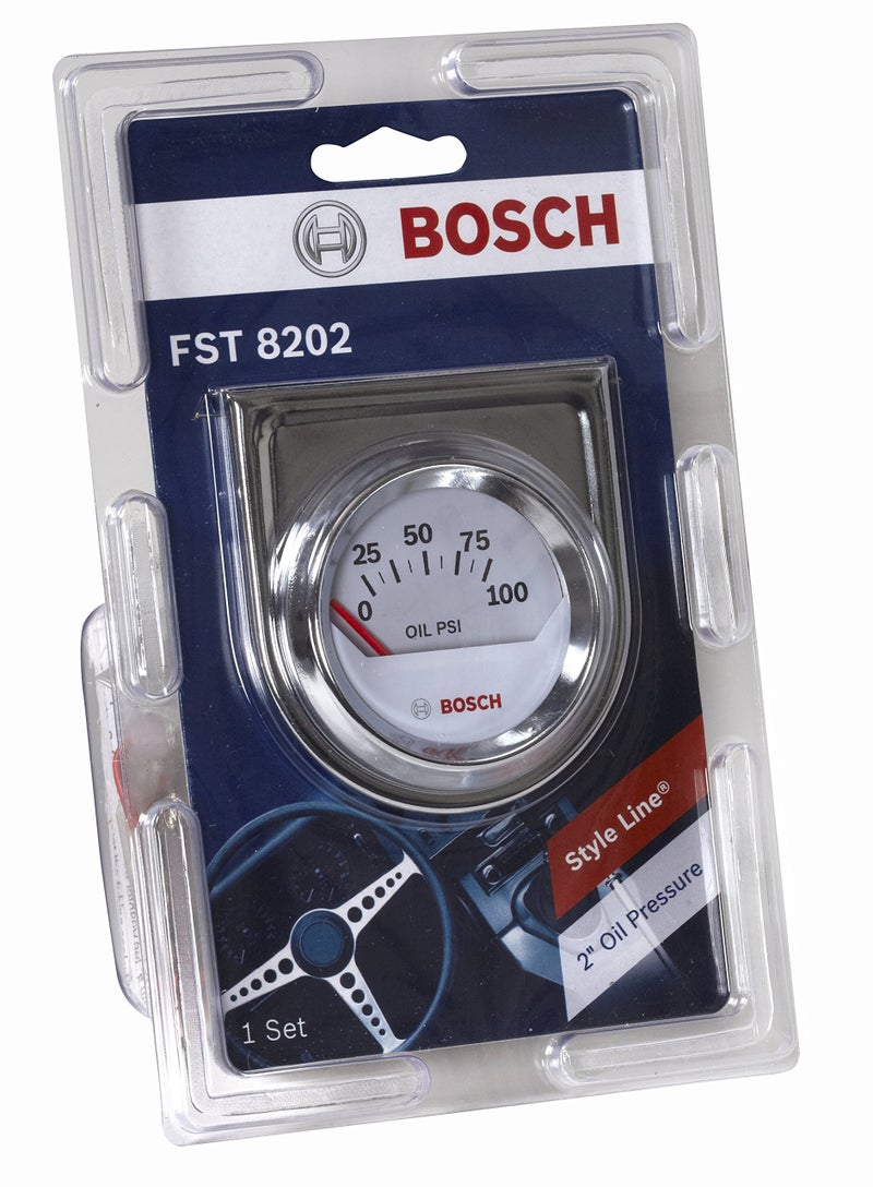 BOSCH Actron Bosch SP0F000041 Style Line 2" Electrical Oil Pressure Gauge (White Dial Face, Chrome Bezel) - Image 3