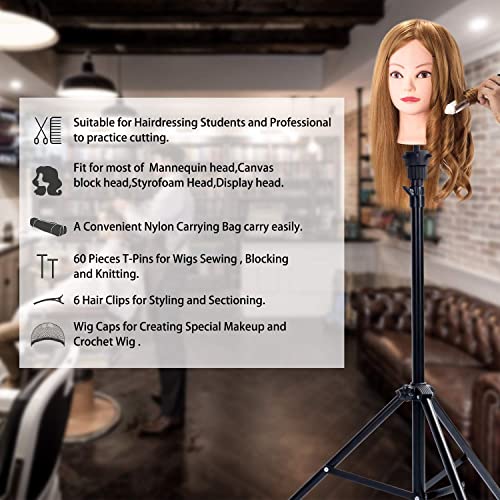Qtavia Reinforced Wig Stand Tripod Mannequin Head Stand, Adjustable Holder for Cosmetology Hairdressing Training - Image 3