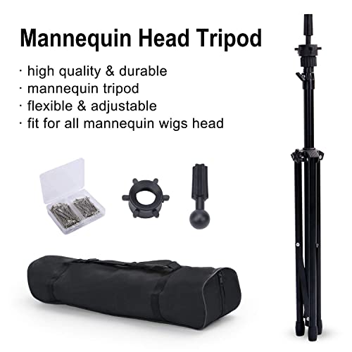 Qtavia Reinforced Wig Stand Tripod Mannequin Head Stand, Adjustable Holder for Cosmetology Hairdressing Training - Image 4