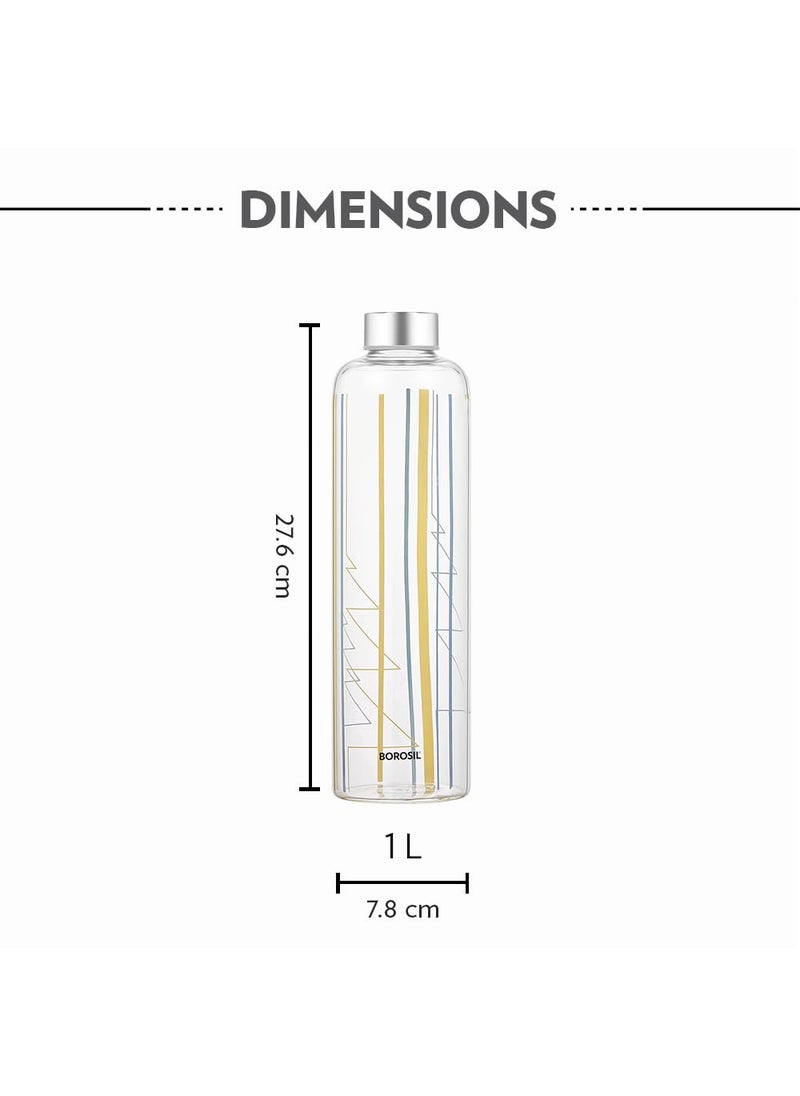 BOROSIL Borosil Artisan Series Sintra 1000 ml Narrow Mouth Glass Bottle with Metal Lid  100 Borosilicate Fridge Safe Leakproof Easy to Carry  Store Water Lassi Juice Smoothies  Dishwasher Safe  - Image 4