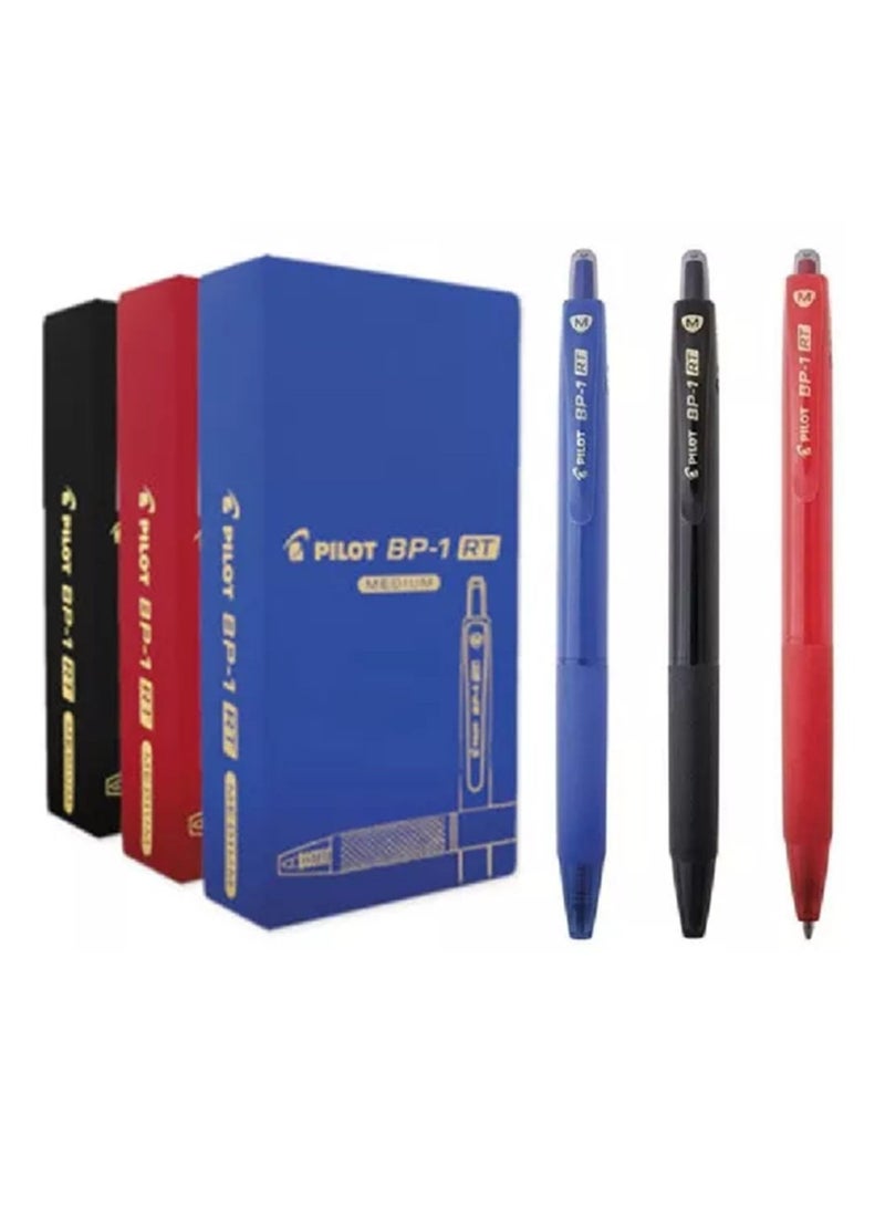 PILOT قلم حبر جاف قابل للسحب 3 قطع طرف متوسط متعدد الألوان - Image 1