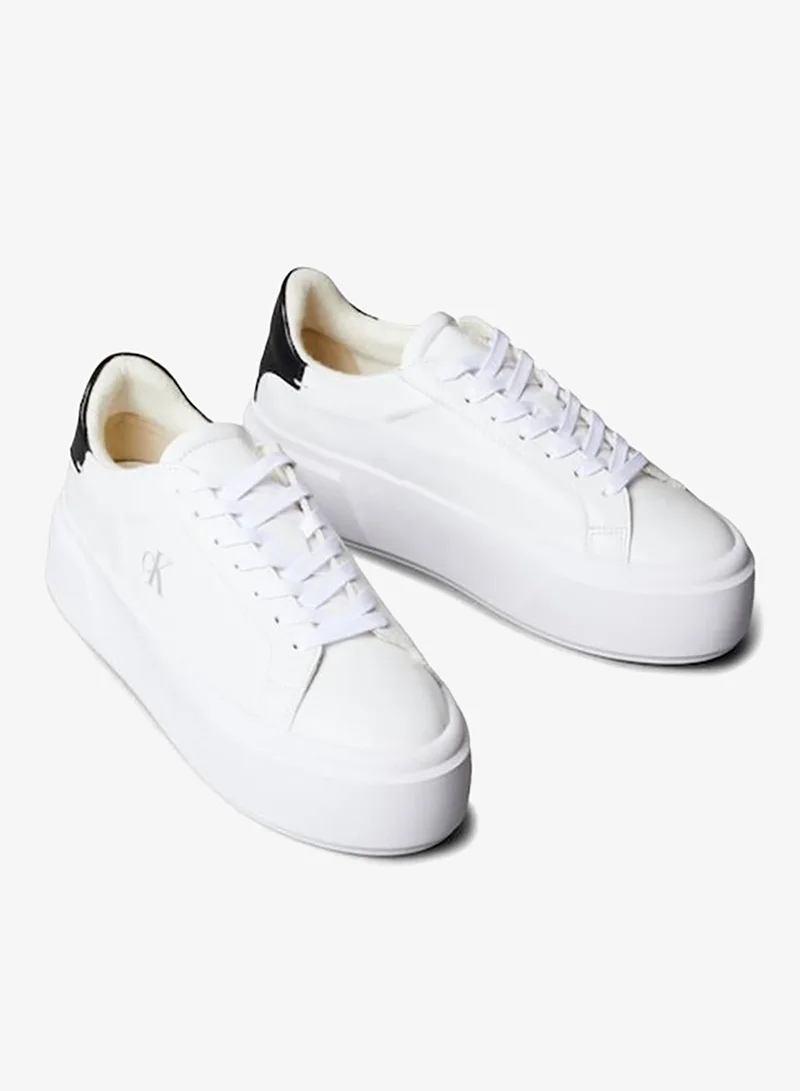 Calvin Klein Bright White/Black Sienna - Leather Logo Platform Trainers for Women | Best Price UAE