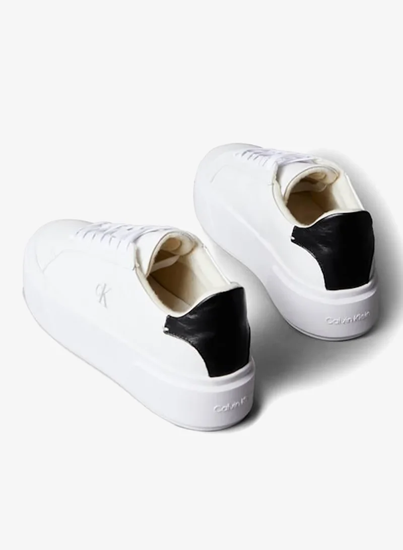 Calvin Klein Bright White/Black Sienna - Leather Logo Platform Trainers for Women | Best Price UAE