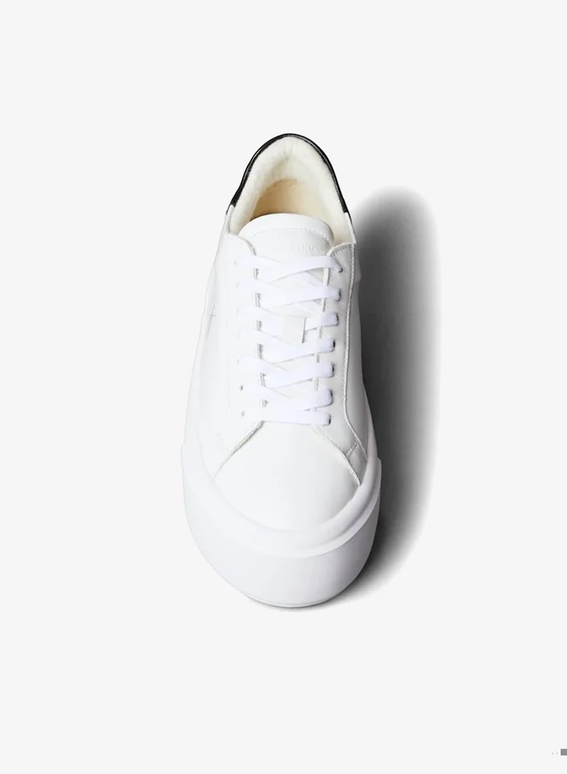 Calvin Klein Bright White/Black Sienna - Leather Logo Platform Trainers for Women | Best Price UAE