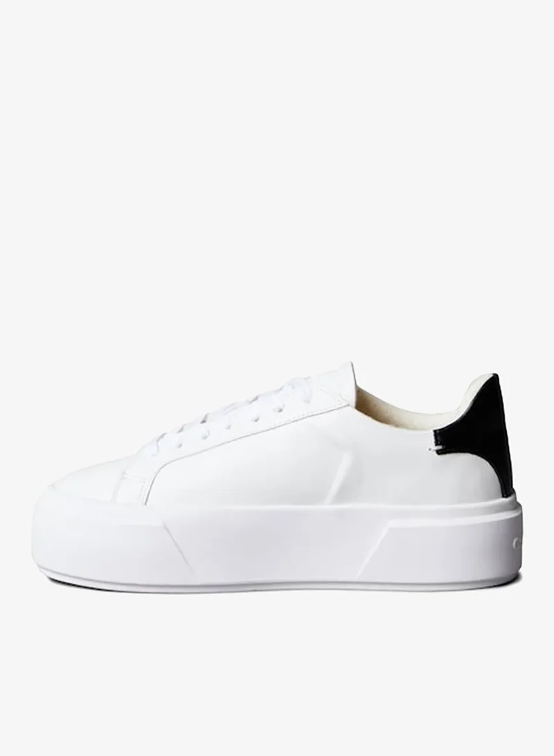 Calvin Klein Bright White/Black Sienna - Leather Logo Platform Trainers for Women | Best Price UAE