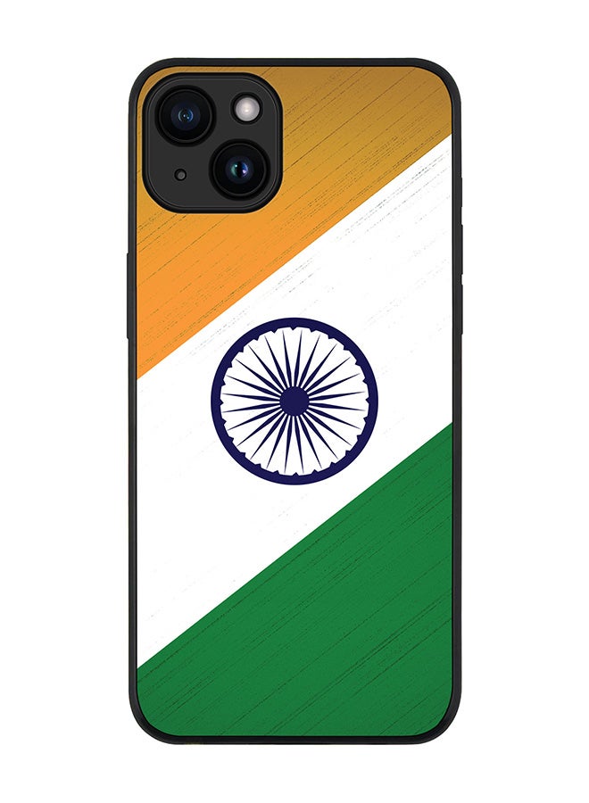 Stylizedd Cover for iPhone 15 Plus Case Rugged Black Slim fit Soft Flexible Anti Drop TPU Gel Thin Protective Phone Cases - Flag Of India - Image 1