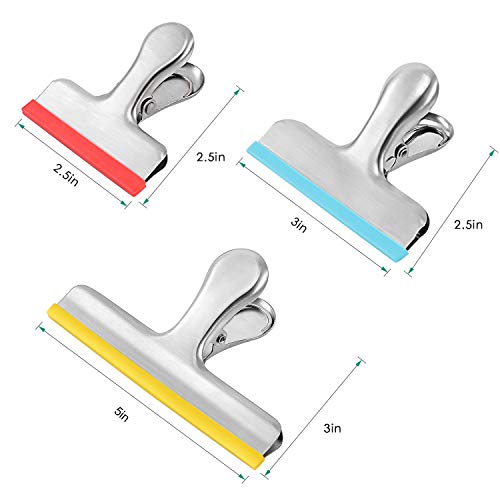 HOUSE AGAIN 12 Pack 3 Sizes Stainless Steel Chip Bag Clips Covered with Silicone - NO More Sharp Edges - Air Tight Seal Bag Clips, 5 Inches, 3 Inches and 2.5 Inches - Image 2