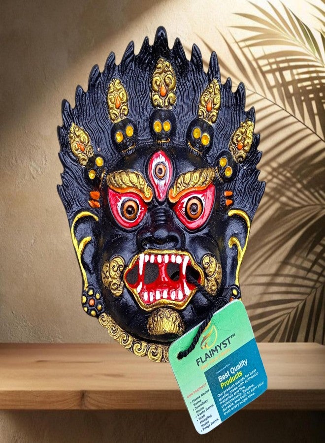 FLAIMYST Kirtimukha for Home Door In Aluminium Metal | Kirtimukha Wall Hanging for Home Decor | Nazar Battu for Home Entrance (Met Black) - Image 1
