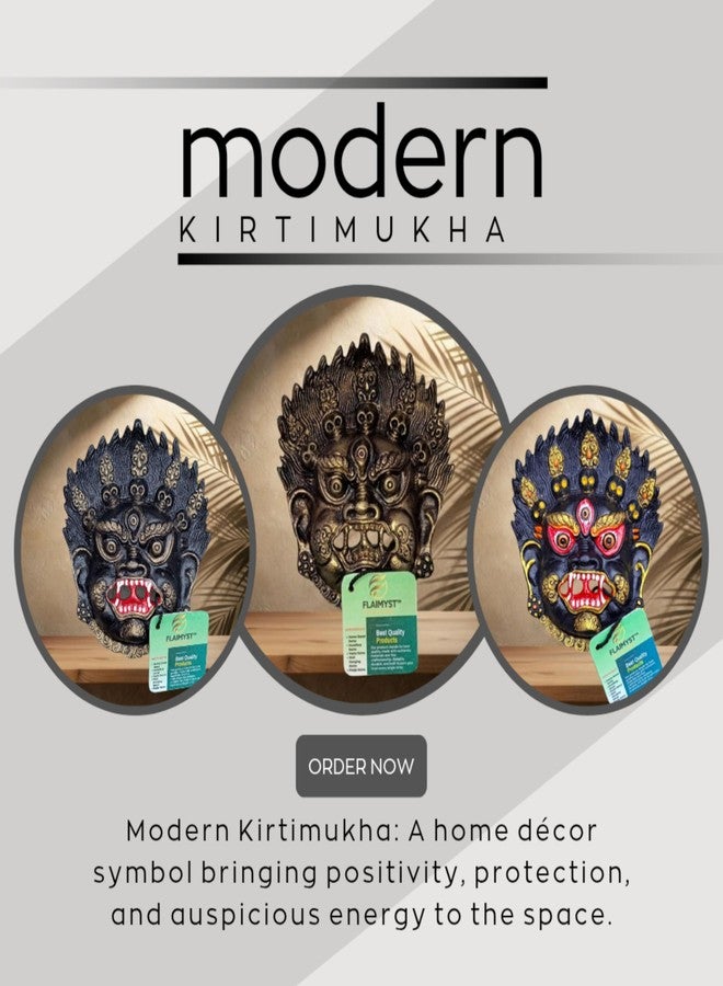 FLAIMYST Kirtimukha for Home Door In Aluminium Metal | Kirtimukha Wall Hanging for Home Decor | Nazar Battu for Home Entrance (Met Black) - Image 3