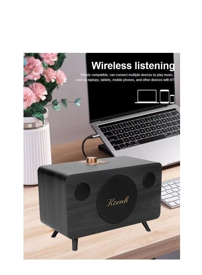 كيسونلي مكبر الصوت بلوتوث من كيسونلي كيسونلي G103 بتصميم كلاسيكي - قدرة 20 واط - صوت قوي وواضح - بطارية 1800 مللي أمبير - حتى 8 ساعات من وقت التشغيل - يدعم بطاقة TF / USB / AUX - أسود - Image 5