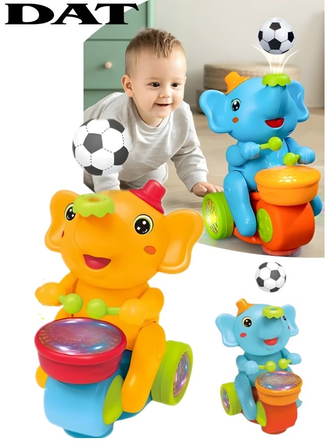 DAT Musical Elephant Baby Toy with Floating Ball, Lights & Moving Wheels – Interactive Crawling Learning Toy  Key Features (Bullets) - Image 1
