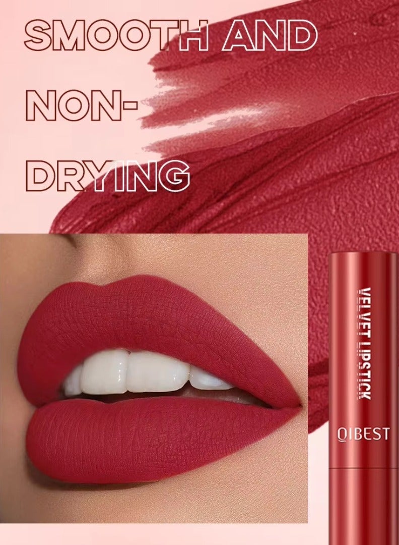 QiBest 5 Colors Velvet Lipstick Set Velvet Matte Texture Lipstick Set Creamy Cover Soft Matte Full Coverage Lipstick Set Long Lasting Non Drying Nourishing Matte Lipstick Set B - Image 2
