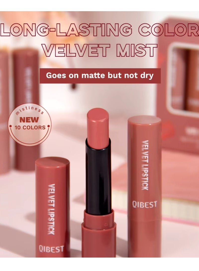 QiBest 5 Colors Velvet Lipstick Set Velvet Matte Texture Lipstick Set Creamy Cover Soft Matte Full Coverage Lipstick Set Long Lasting Non Drying Nourishing Matte Lipstick Set B - Image 3