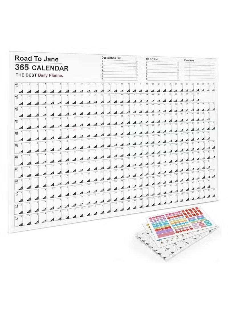 Beauenty 2025 365 Days Calendar Planner Sheet Wall Calendar Yearly Daily Schedule Poster Calendar To Do List Annual Planner for Office Supplies  - Image 1
