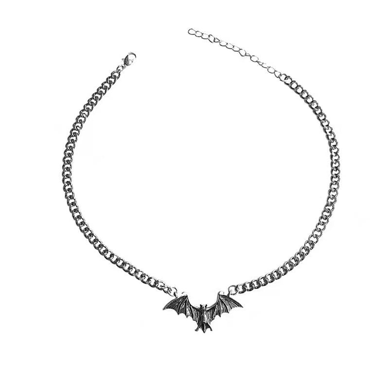 KURTCB Bat Necklace Gothic Punk Cool Heavy Chain Choker Cyber Animal Wing Pendant Necklace for Women Halloween Jewelry - Image 1