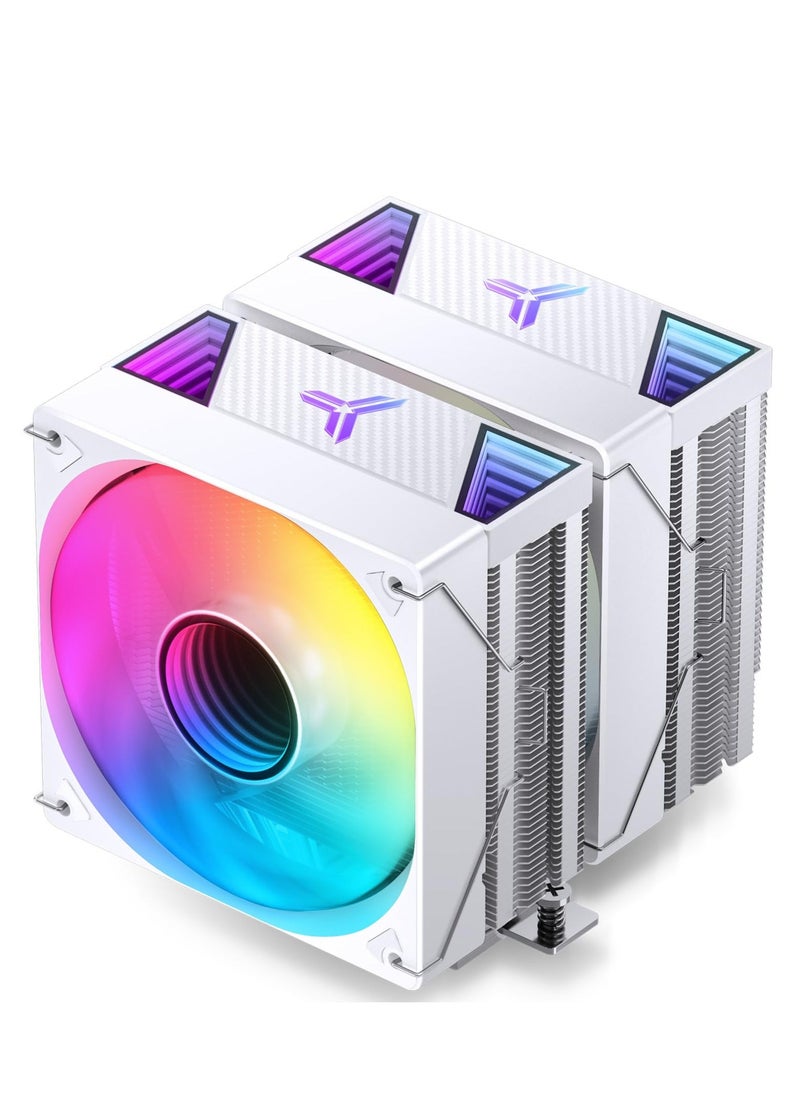 Generic CR-3000ARGB White CPU Cooler, 120mm Dual-Fan Dual-Tower, 7 High Efficiency Composite Anti-gravity Heatpipe, Support for AM5/Intel LGA 1700, Illusion topper with ARGB,No Blocking of the Memory  - Image 1